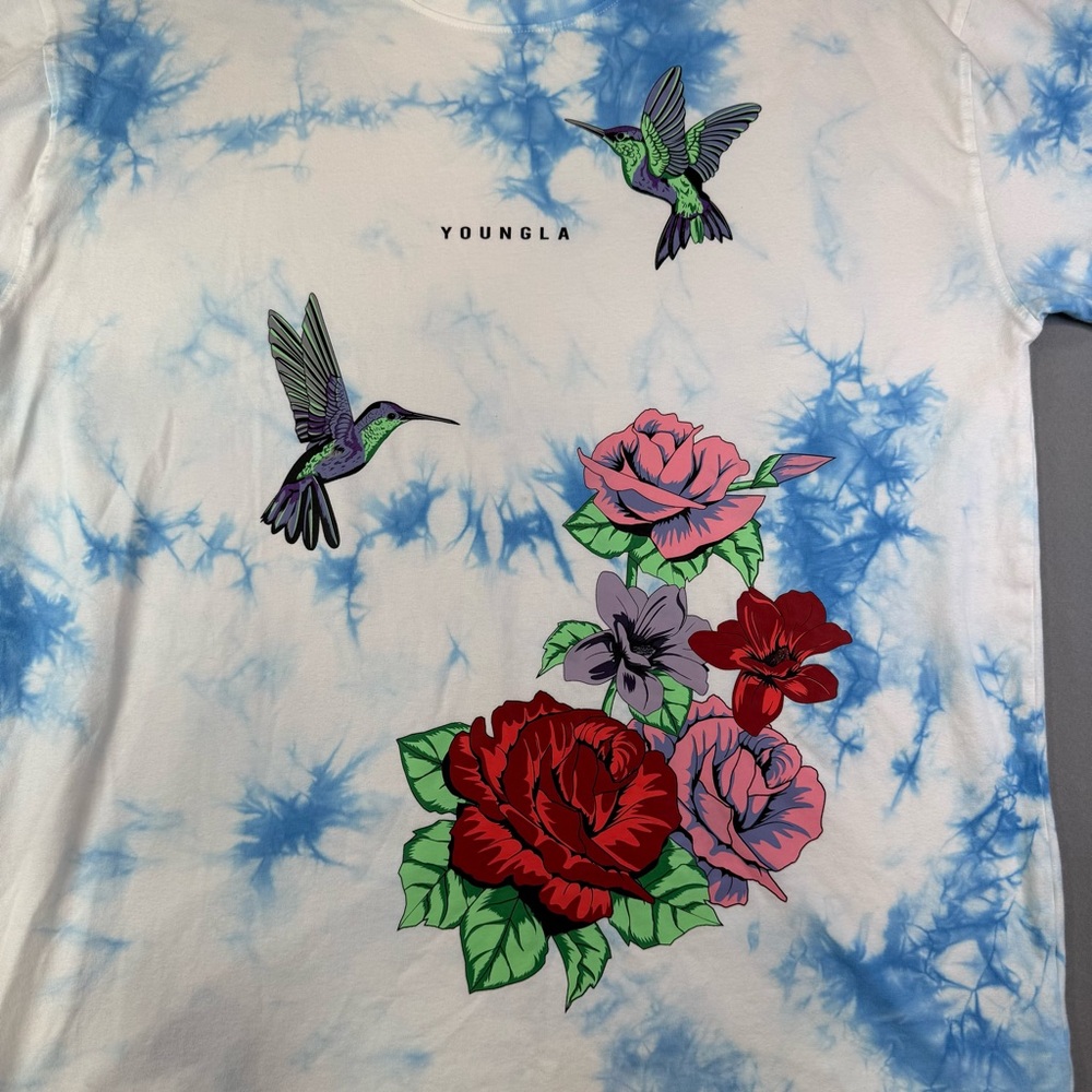 YoungLA Blue and White Tie-Dye T-Shirt - Picture 5 of 9